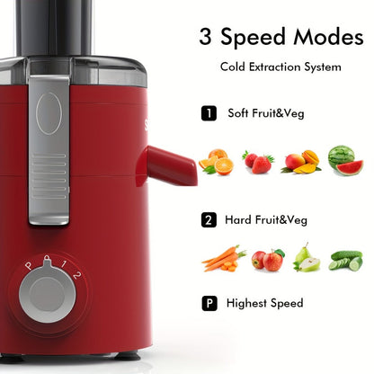 Centrifugal Juicer Wide Feed Chute - 2-Speed Juice Extractor for Fruits & Vegetables, Fast Juicing Machine
