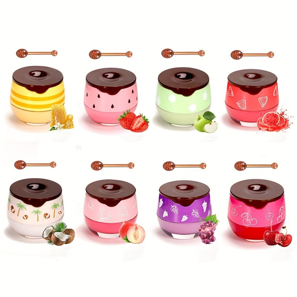 Honey Pot Lip Balm Set 8 Pcs – Propolis & Honey Deep Moisturizing Lip Mask with Applicator Stick, Repairs Dry Chapped Lips
