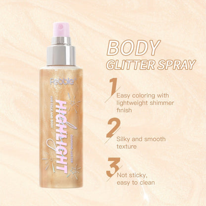 Body Glitter Spray Shimmer Long Lasting Lightweight Non Greasy Luminous Radiant Glow for Body Face Hair Women Festival Party Everyday Wear 4