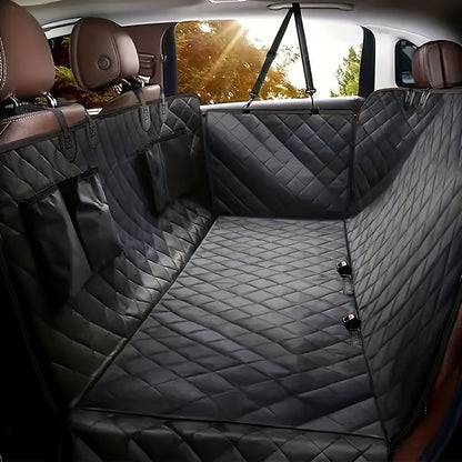 Dog Car Seat Cover Pet Hammock for Back Seat, Waterproof Scratch-Proof Nonslip Dog Seat Cover with 4 Side Pockets