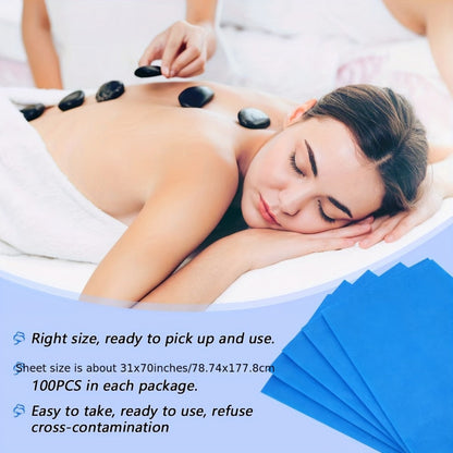 Disposable Massage Table Sheets 100-Pack Non-Woven Spa Bed Cover – Stain-Resistant Single-Use Table Liner for Massage Therapists