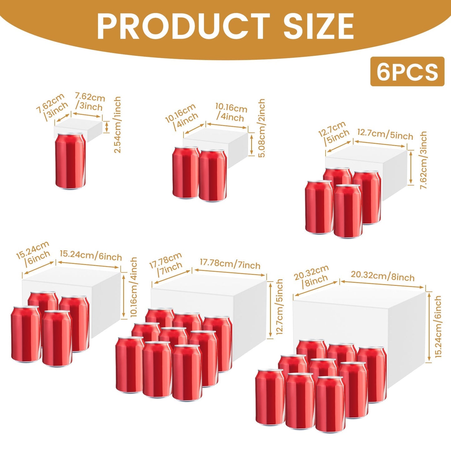 Acrylic Buffet Risers 6pcs Display Stand Set 8 Sizes 3"-10", Cube Box Riser Shelf for Party Catering Dessert Table