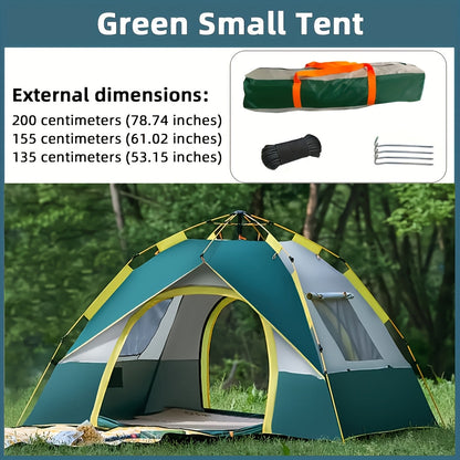 Camping Tent 4-Person Pop-Up Sunshade with Insect-Mesh Panels, Two-Door Option and M or L Sizes