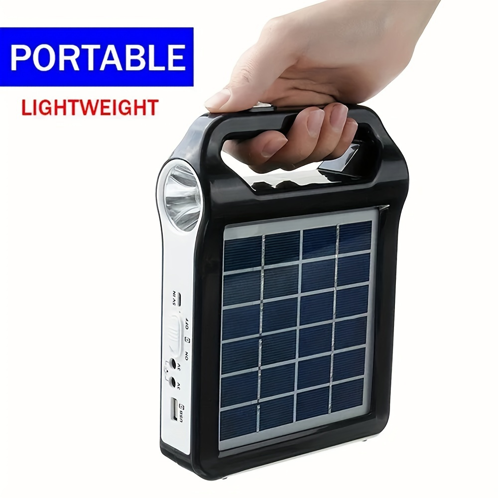 Solar Energy System Kit Portable Rechargeable USB Charger with LED Lamp Lighting Lithium Battery Home for Garden, Patio and Yard Use