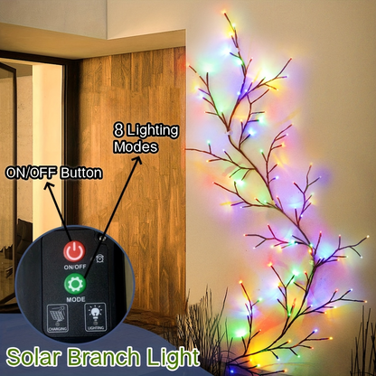 Solar Willow Vine Fairy Lights 96 LED 8 Modes 5.9ft, for Garden, Pathway and Patio Lighting