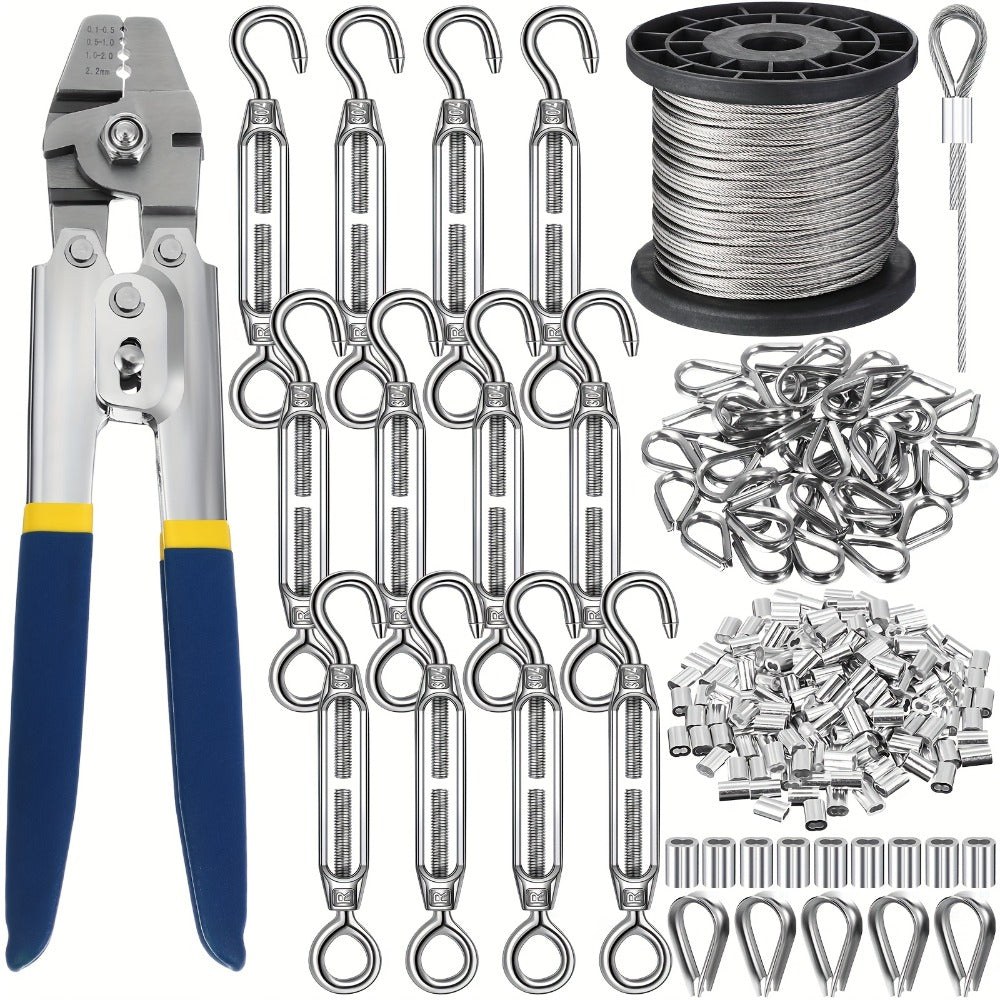 264Pcs Wire Rope Crimping Tool Kit 328ft for Entryways, Bedrooms and Living Spaces, with the Listed Configuration