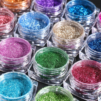 Chrome Holographic Nail Powder Set 36 Colors, Mirror Chrome Glitter Pigment Dust Kit for Gel Nails Acrylic