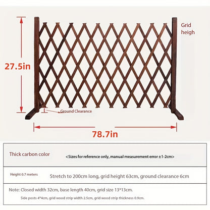 Dog Gate Folding Wooden – Thickened Natural Wood Grain Pet Barrier for Stairs Doorway & Home Entrance, Expandable Mesh Fence for Dogs