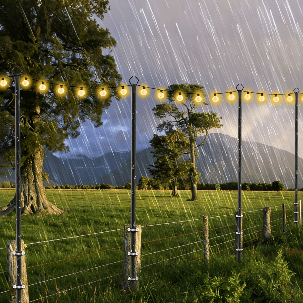 Outdoor String Light Poles 4 Pack 8.9Ft Metal Poles for Outside String Lights with Ground for Entryways, Bedrooms and Living Spaces