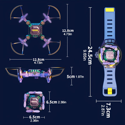 Watch-Controlled Mini RC Drone with Two Rechargeable Batteries in Blue, Green or Black for Indoor Flight