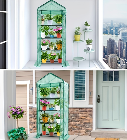 Mini Greenhouse with Steel Frame & Roll-Up Zipper Door, Portable Indoor Outdoor Plant Greenhouse