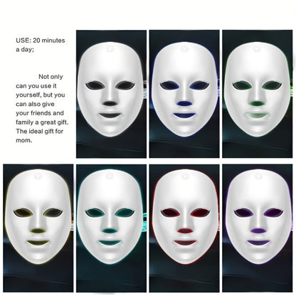 Portable LED Facial Mask 7-Color Light Therapy USB Rechargeable Plastic - Home Beauty Care for Bath Time, Home Spa and Personal Care