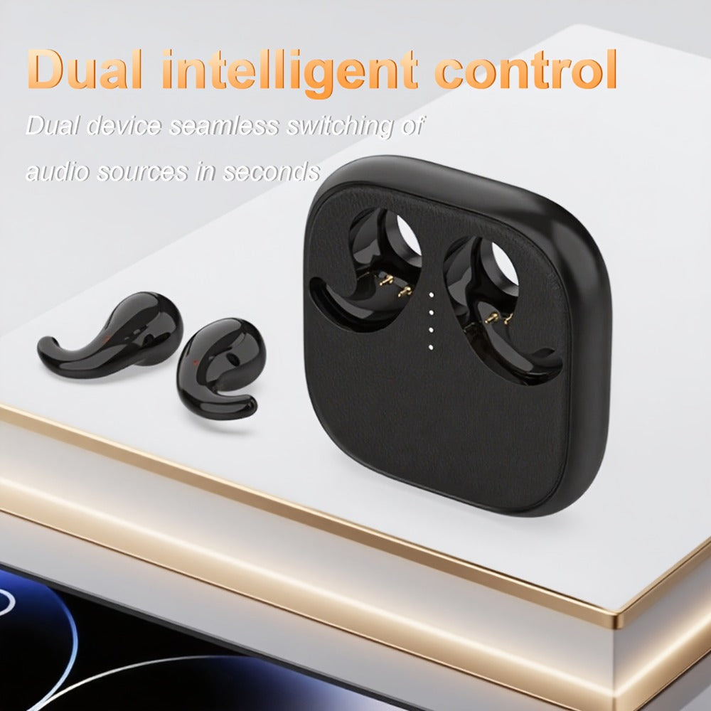 Semi-In-Ear Wireless Headphones 360-Degree Stereo Surround Sound, Black Tech Design High-Fidelity Audio