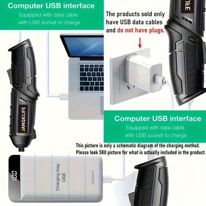 Electric Screwdriver Set 16pcs, 90° Rotatable Foldable Cordless Screwdriver Kit with 1200mAh Rechargeable Battery & Bits