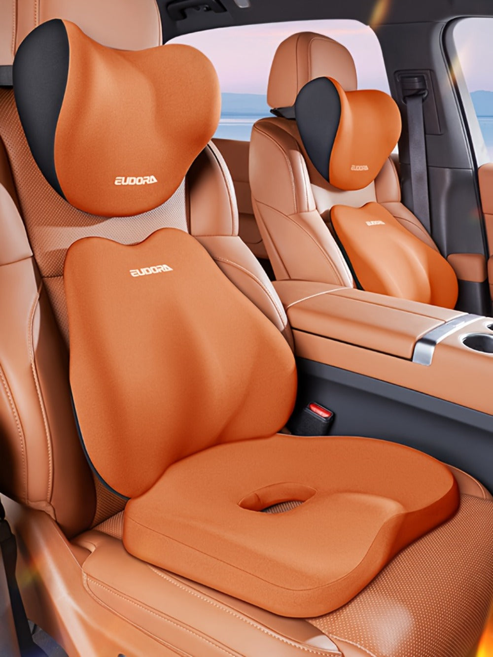 Memory Foam Car Seat Cushion & Back Cushion Set – Ergonomic Lumbar & Hip Support, Non-Slip, Machine Washable, Fits Sedans SUVs Trucks