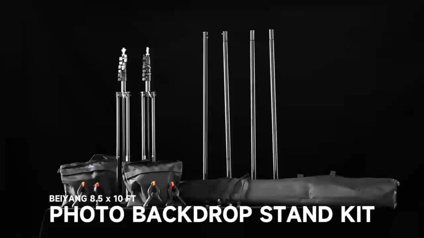 Photography Background Stand 10x8.5 FT Adjustable – Photo Backdrop Support System for Video Studio, Portrait & Streaming with Portable Carry