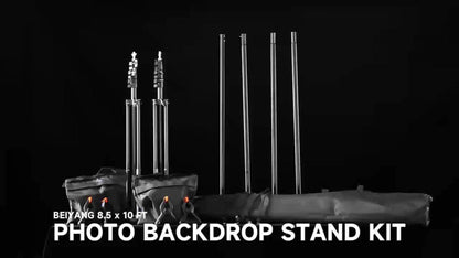 Photography Background Stand 10x8.5 FT Adjustable – Photo Backdrop Support System for Video Studio, Portrait & Streaming with Portable Carry
