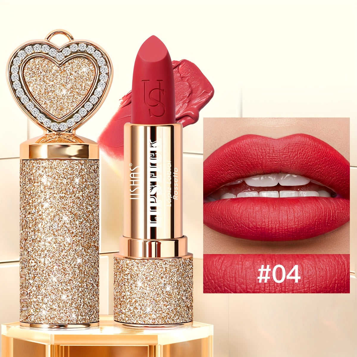 Matte Lipstick Heart-Shaped Design 24H Long-Lasting Velvet Finish – Transfer-Resistant Highly Pigmented Buildable Lip Color