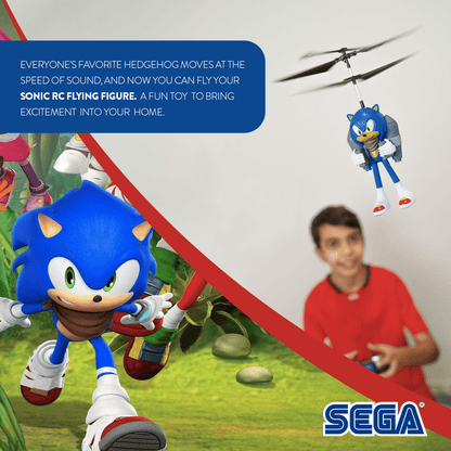 Sonic the Hedgehog 2.5CH IR Jetpack Flying Figure Helicopter, Remote Control Indoor Flying Toy for Kids Boys Sonic Fans