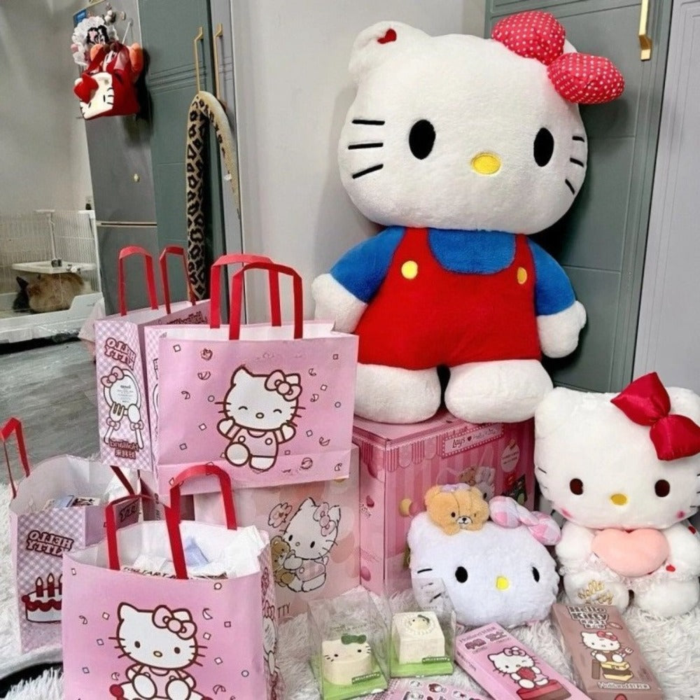 Plush Toy Hello Kitty 16-Inch Character Doll in Red-Blue or Pink-Blue Outfits for Display for Character Display, Room Decor and Gift