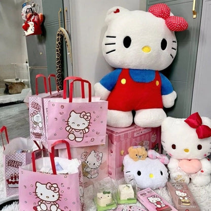 Plush Toy Hello Kitty 16-Inch Character Doll in Red-Blue or Pink-Blue Outfits for Display for Character Display, Room Decor and Gift