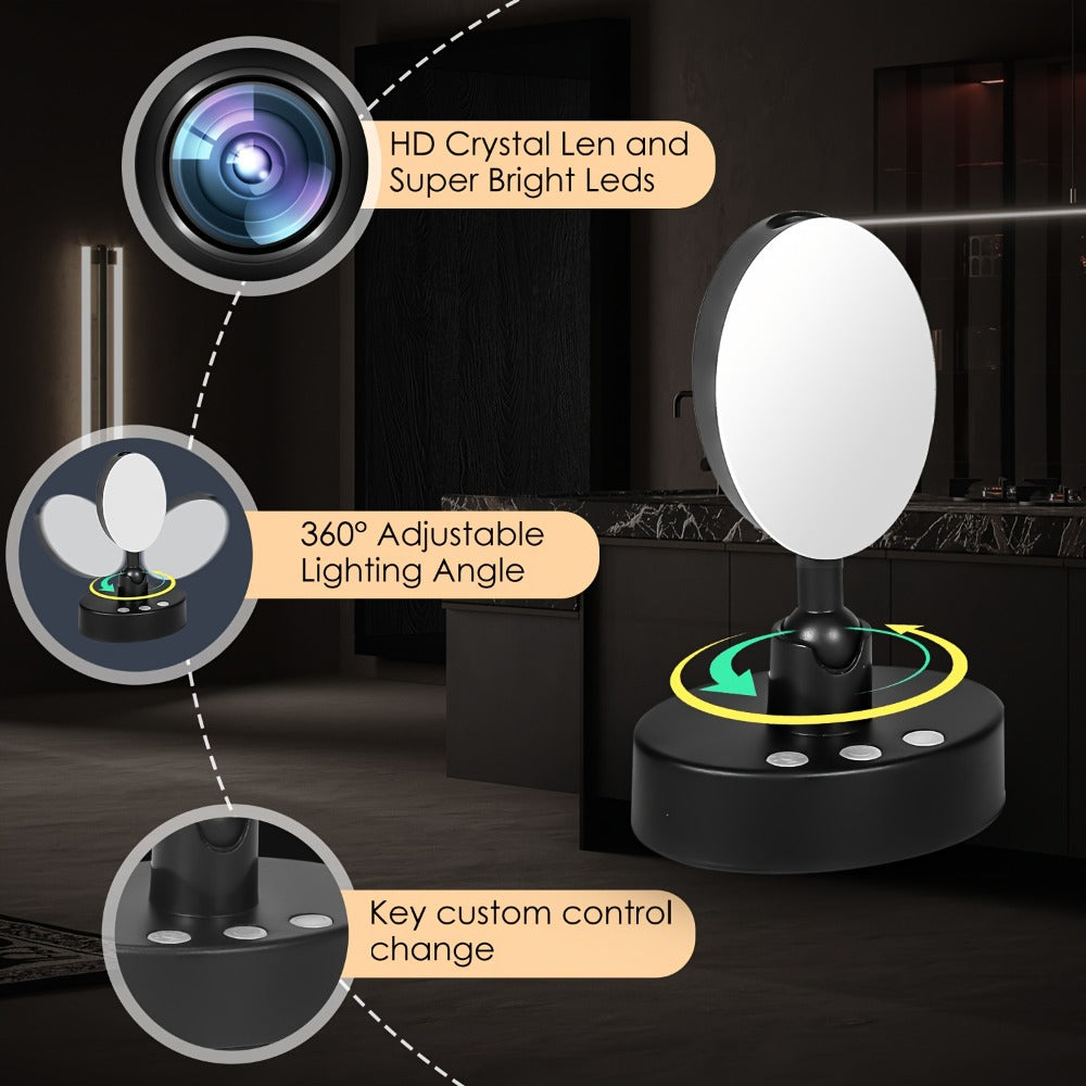 Smoke Face Projection Lamp Color-Changing LED Night Light, 360° Rotatable Ambiance Projector, Adjustable Brightness