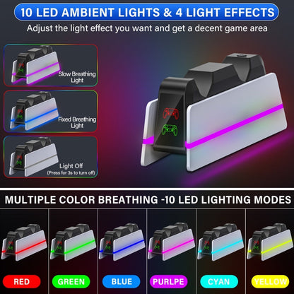 PS5 Controller Charging Station 9-Color LED Light Fast Charging Dock for DualSense & DualSense for an Everyday Personal Care Routine