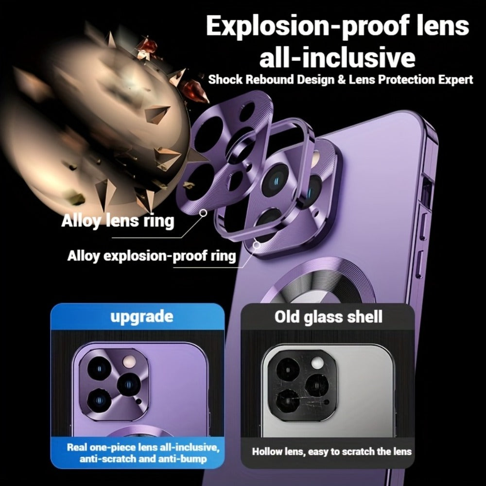 Phone Case Privacy Screen with Aluminum Alloy Frame, Rear Stand and magnetic ring for iPhone 15 Pro