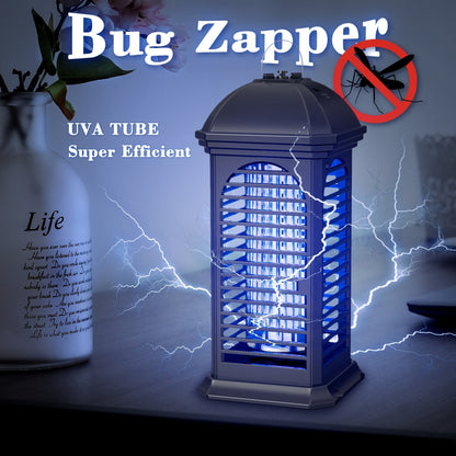 Cylindrical Plug-In Bug Zapper with Blue Grid Light in Black Single or Two-Piece Upgrade Options