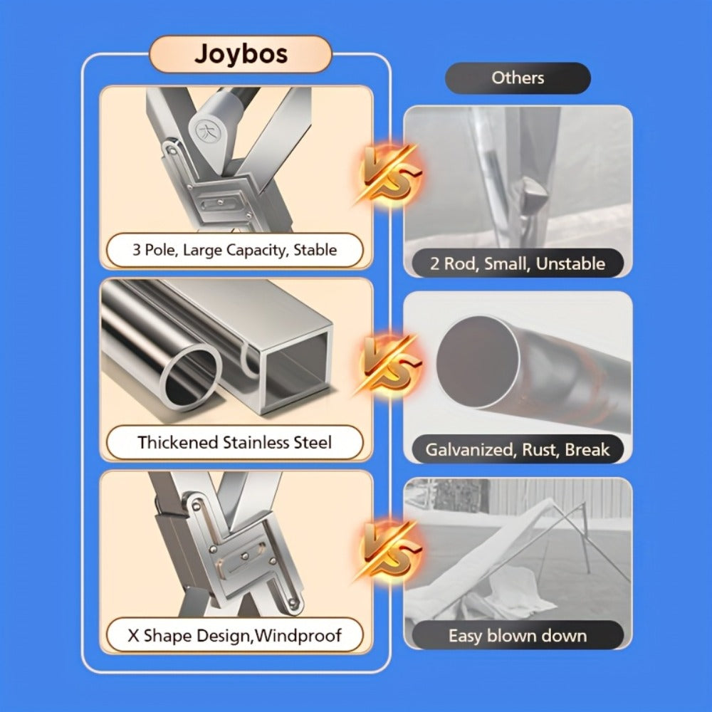Retractable Stainless Steel Clothes Drying Rack with Dual Rods and 42.52-62.99 or 48.43-78.74-Inch Sizes