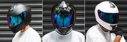 Motorcycle Helmet Full-Face Design in Three Shell Colors, S-XL Sizes, Washable Liner and Multi-Vent Layout