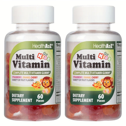 Kids Multivitamin Gummies 60ct with D3, Vitamins A, C, E, B6, B12, Folic Acid, Zinc & Choline for Brain
