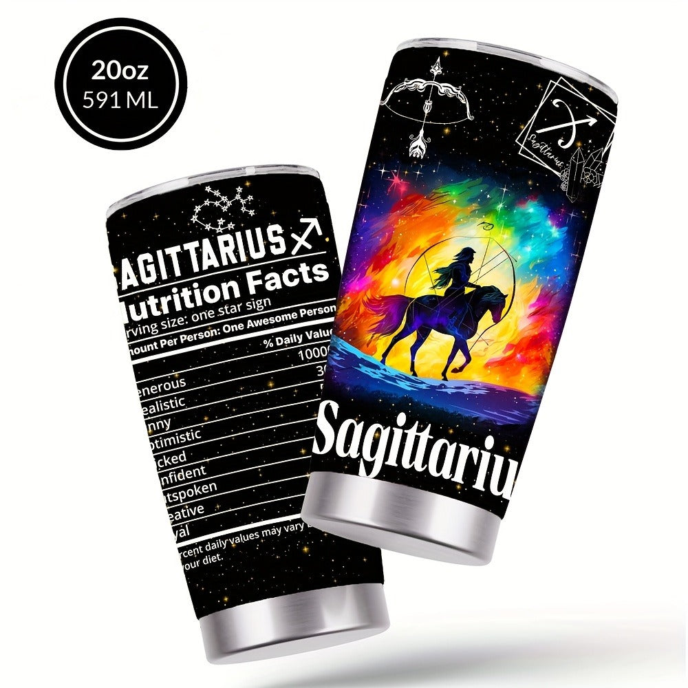 Insulated Tumbler 20oz Zodiac Sign 304 Stainless Steel with Lid, Straw and 12 Horoscope Options