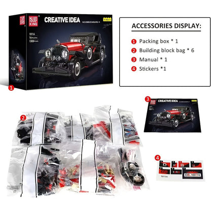 Mould King 10114 Vintage Classic Car Building Blocks Set 1308 Pcs with the Listed Color, Size or Set Options for Everyday Use