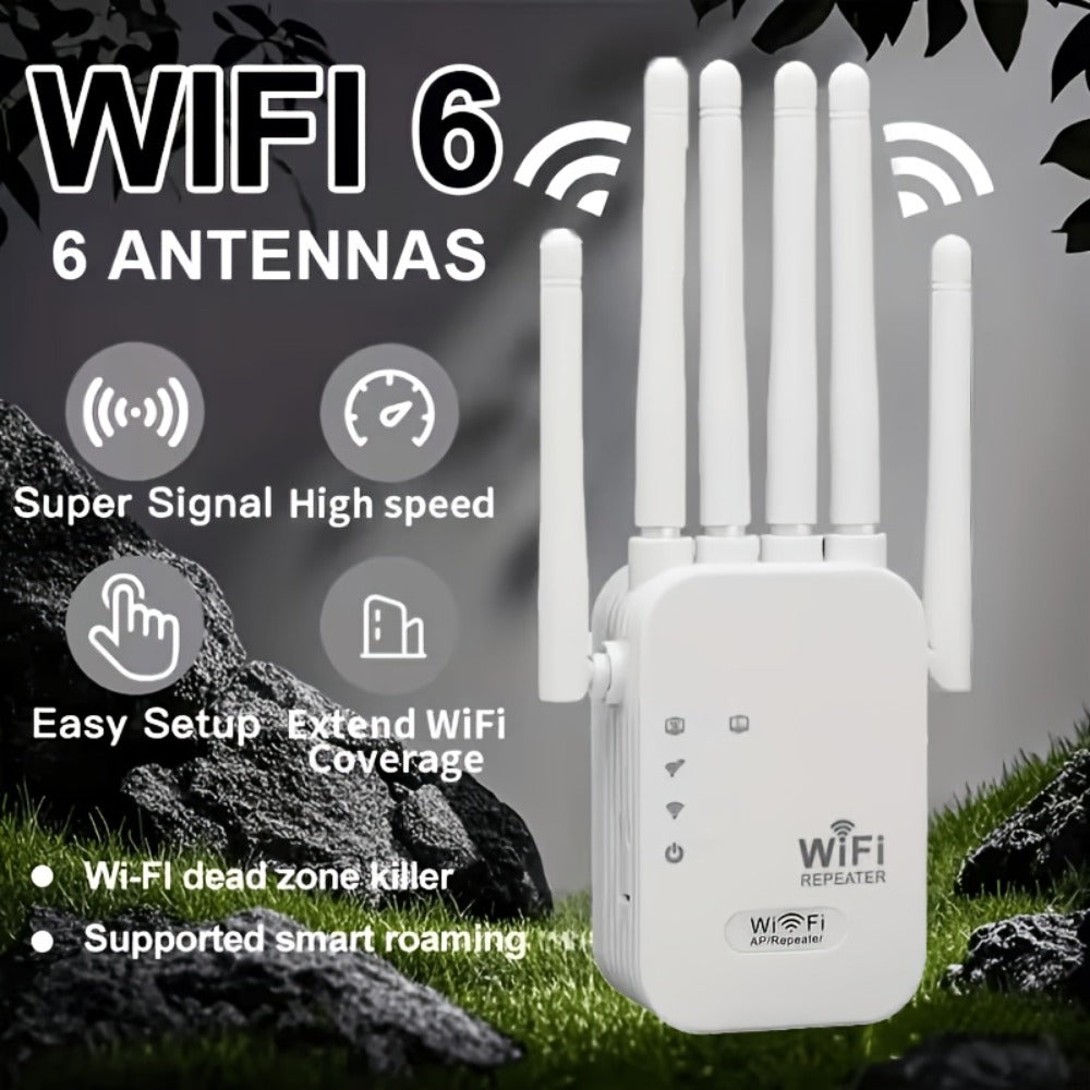 WiFi Extender 1300Mbps Dual Band AP & Relay Mode - 4 Powerful Antennas Full House Coverage, Ethernet Port