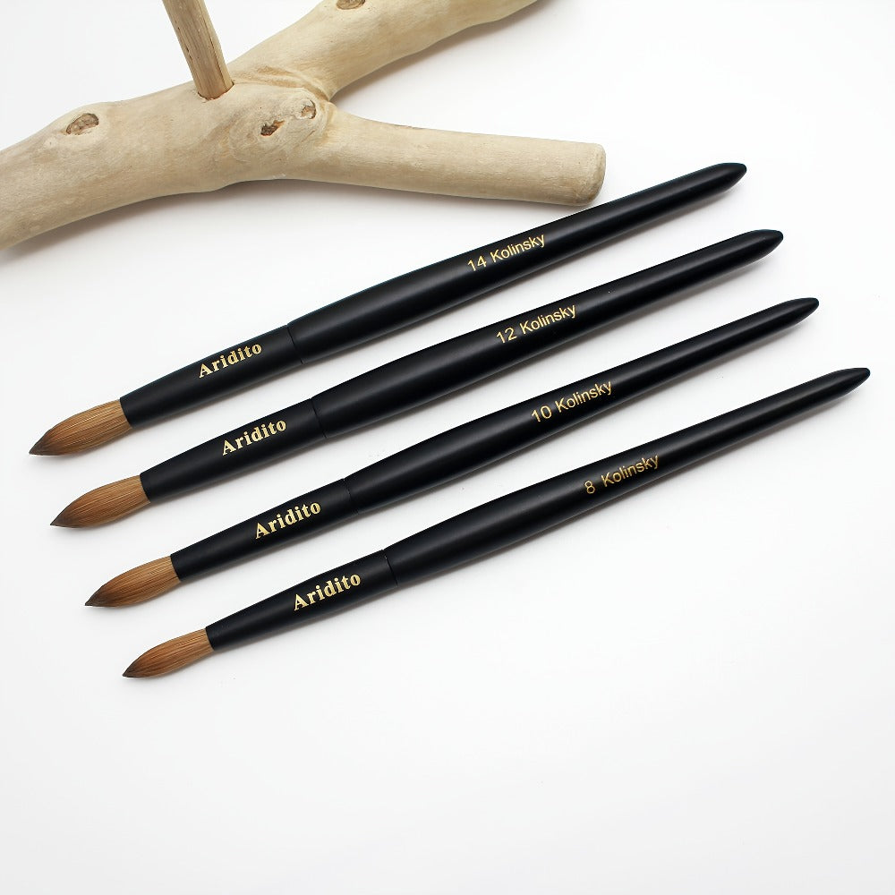 Kolinsky Nail Brush Round Head for Acrylic Extensions – Professional Black Wooden Handle Nail Art Brush with Genuine Kolinsky Hair Bristles