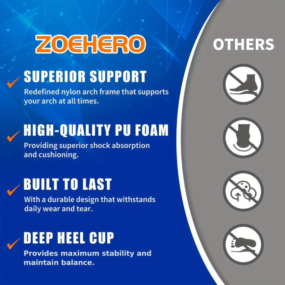 Heavy Duty Arch Support Insoles – High-Density PU Foam, Deep Heel Cup, Shock Absorbing for Work Boots, Hiking