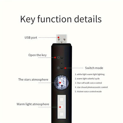 RGB Car Interior Atmosphere Lights Music Sync LED Neon Starlight – Remote Control USB 5V Multi-Color Ambient Lighting for Car Party DJ Home