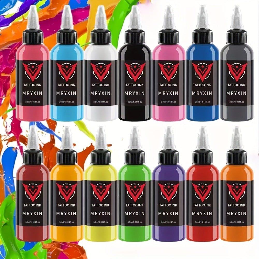 Tattoo Ink 14-Color Set with 1oz 30ml Bottles and One Full Palette Configuration with Item-Specific Color, Capacity and Bottle Choices