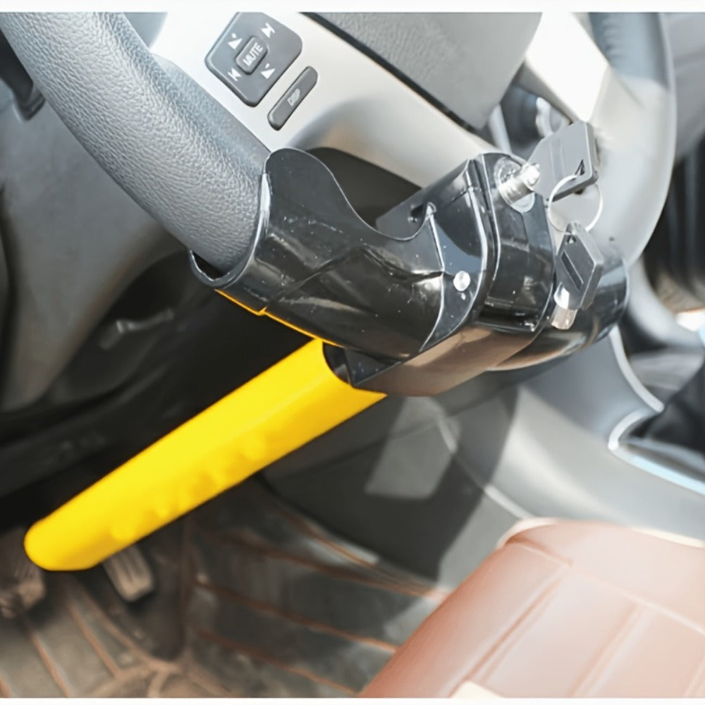 Universal Car Steering Wheel Lock Anti-Theft T-Bar – Heavy-Duty Thick Steel, Cut-Resistant, Computer-Coded Crescent Cylinder