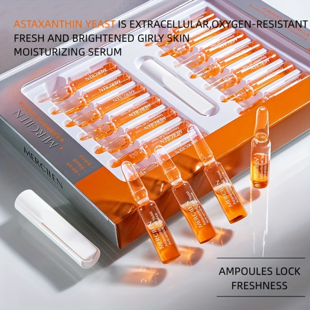 Astaxanthin Face Serum with Yeast Essence – Antioxidant Anti-Aging Moisturizing Booster, Fragrance-Free Lightweight Hydrating Facial Essence