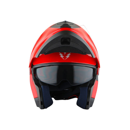 Motorcycle Helmet Modular Flip-Up Design with Dual Visors, Optional Three-Mode LED Tail Light and S-XL Sizes