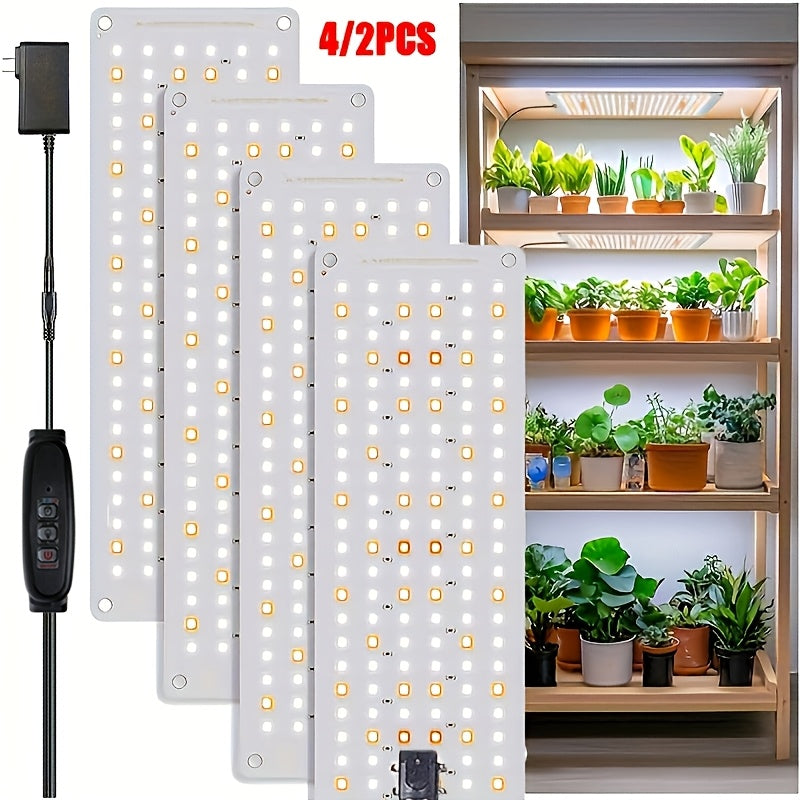 Under-Shelf LED Plant Light Panel Set with Dimming and Timer Controls, 2 or 4 Pack for Indoor Racks