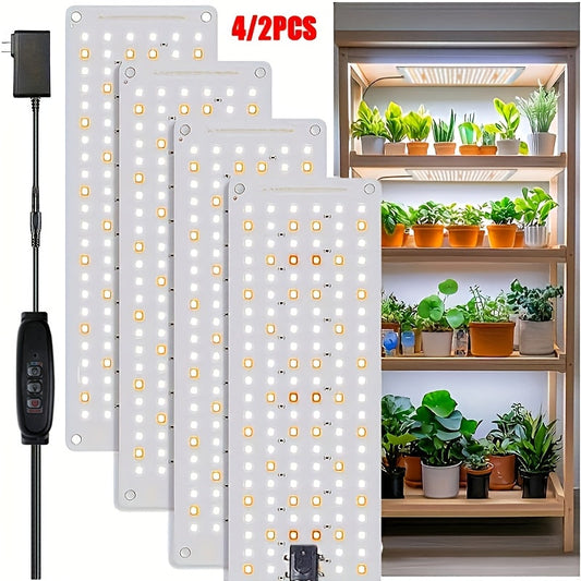 Under-Shelf LED Plant Light Panel Set with Dimming and Timer Controls, 2 or 4 Pack for Indoor Racks