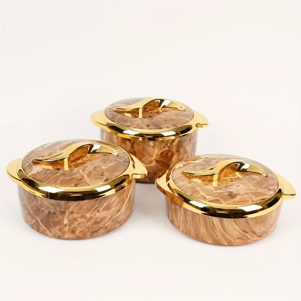 Insulated Casserole Dish Set 3-Piece Thermal Food Warmer with Lids, Stainless Steel Serving Bowls for Hot & Cold Food