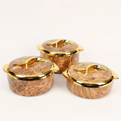 Insulated Casserole Dish Set 3-Piece Thermal Food Warmer with Lids, Stainless Steel Serving Bowls for Hot & Cold Food