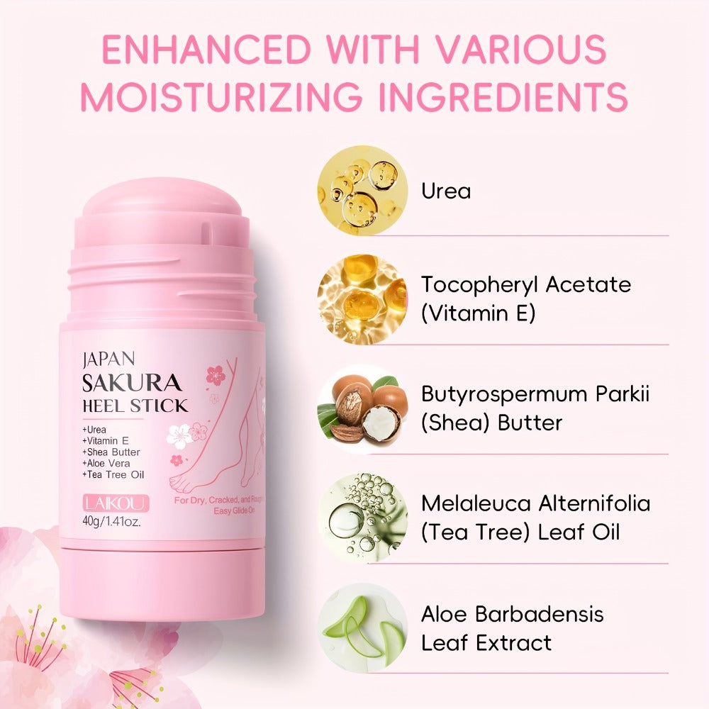 Heel Repair Stick for Dry Cracked Feet 2-Pack – Intensive Moisturizing Foot Balm with Vitamin E, Shea Butter & Sakura Extract