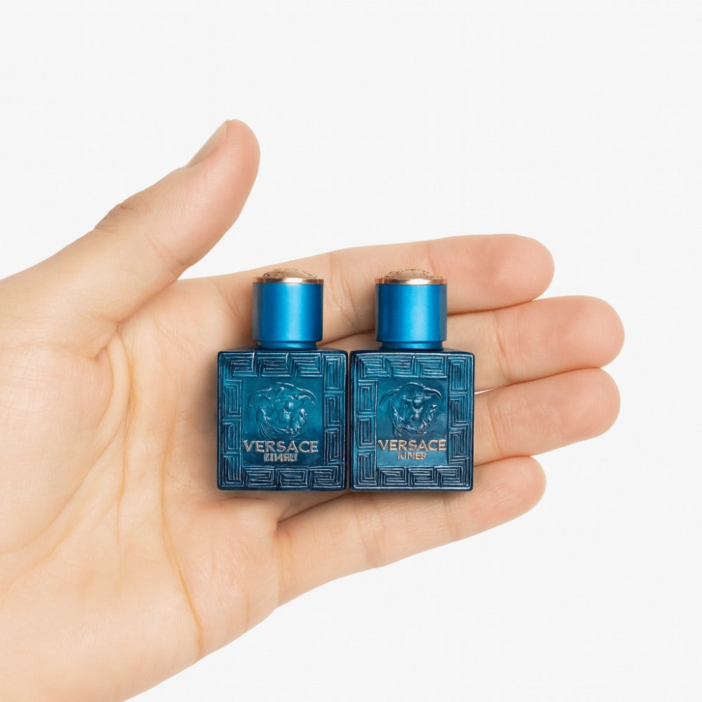 Eau de Toilette Versace Eros for Men Travel Mini Pack with Two 5ml Blue Bottles and Boxed Set