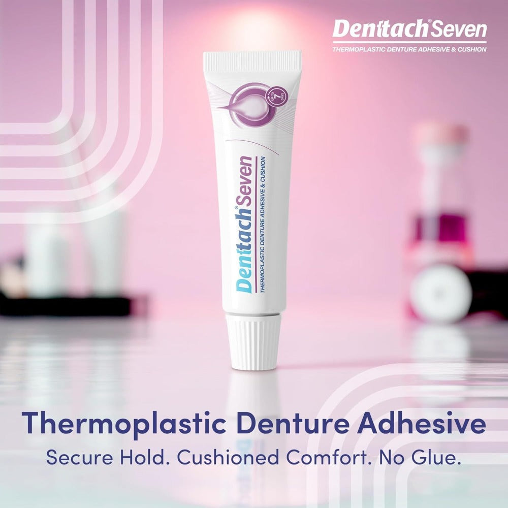 Denttach 7-Day Hold Denture Adhesive Thermoplastic Cushion Reliner Zinc-Free No-Glue Secure Grip for Upper Lower Dentures All-Day Comfort 2