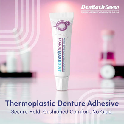 Denttach 7-Day Hold Denture Adhesive Thermoplastic Cushion Reliner Zinc-Free No-Glue Secure Grip for Upper Lower Dentures All-Day Comfort 2